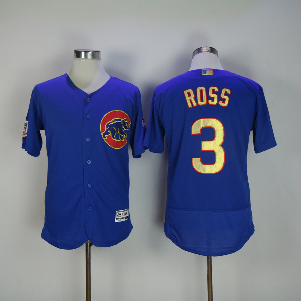 Men Chicago Cubs #3 Ross Blue Champion MLB Jerseys->chicago cubs->MLB Jersey